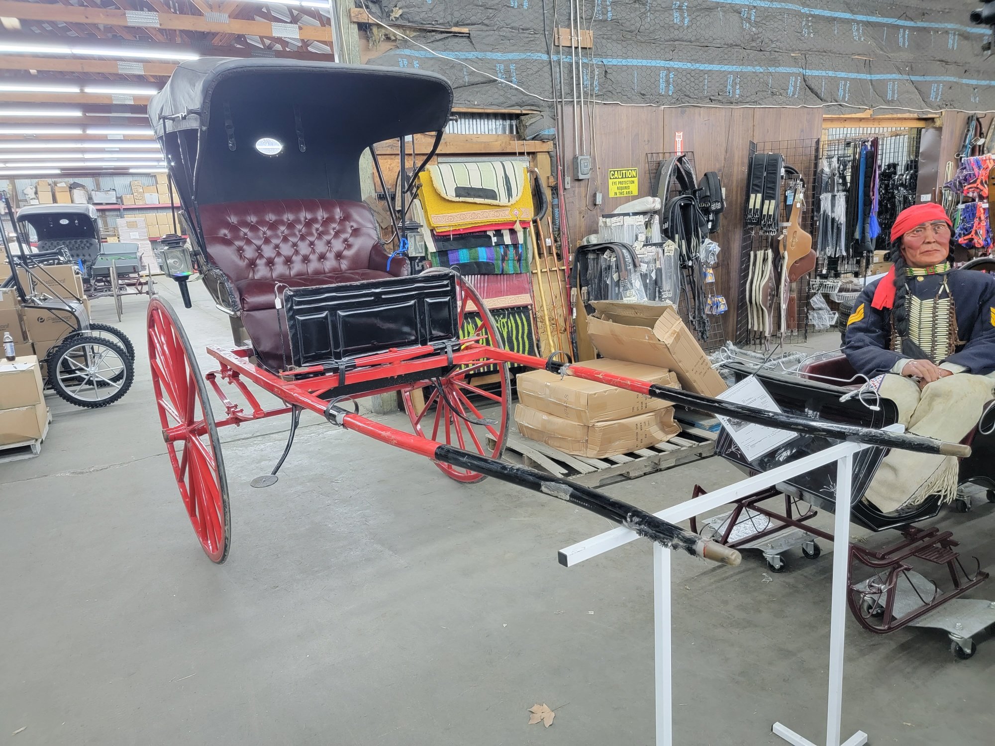 Genuine Studebaker horse drawn buggy with lights, folding
